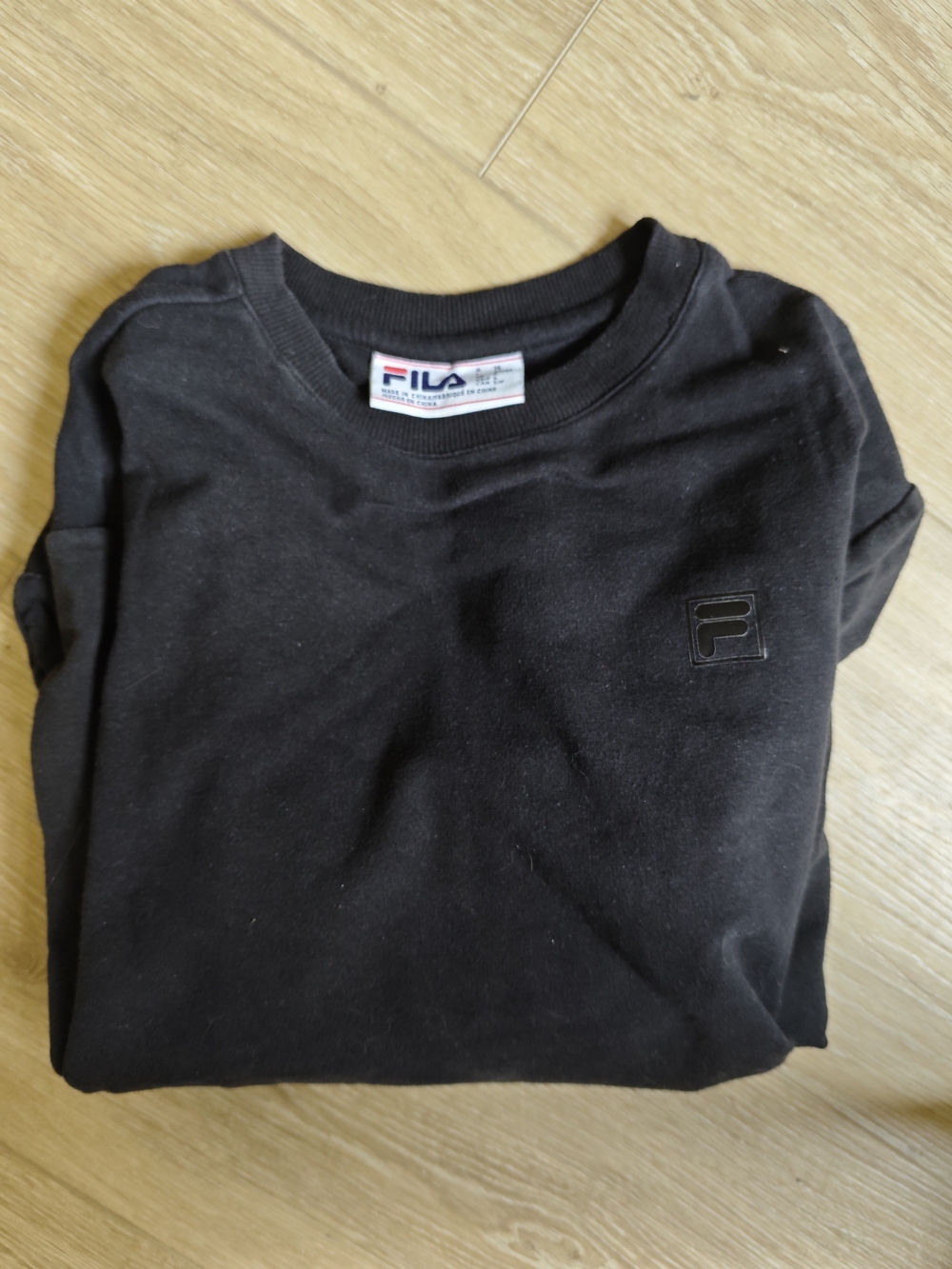 FILA Women Black Crew Sweatshirt with Subtle Logo
